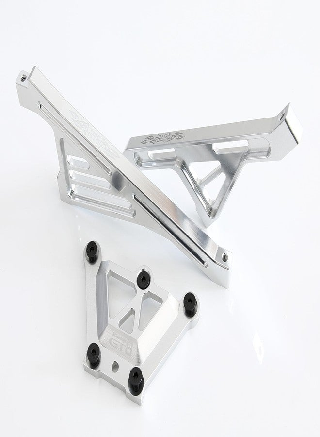 GTBRacing CNC Aluminum LOSI 5ive-T Top Chassis Plate/Front & Rear Chassis Bracket Support Brace Set for 1:5 RC Car LOSI 5T Upgrade Parts (Silver) - Image 1